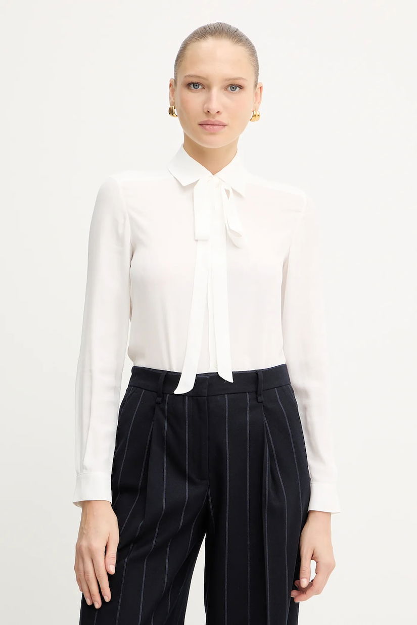 MAX&Co. cămașă cu mătase culoarea alb, cu guler clasic, regular, 2526116053200