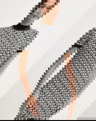 Dkny rochie culoarea negru, mini, drept, DJ5R0911