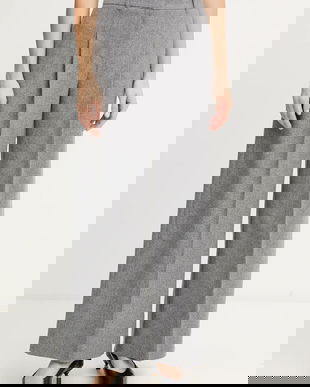 BOSS pantaloni din lână culoarea gri, drept, high waist, 50548280