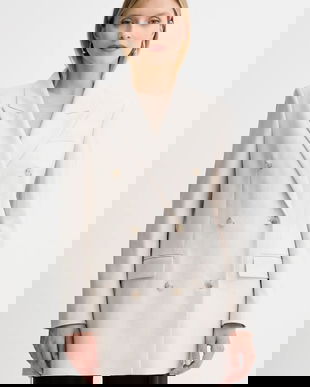 BOSS sacou din lână culoarea bej, cu două rânduri de nasturi, uni, 50548736