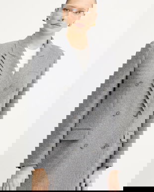 BOSS sacou din lână culoarea gri, cu două rânduri de nasturi, uni, 50548736