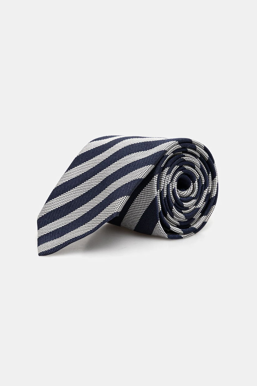 BOSS cravată cu mătase culoarea bleumarin, 50550432
