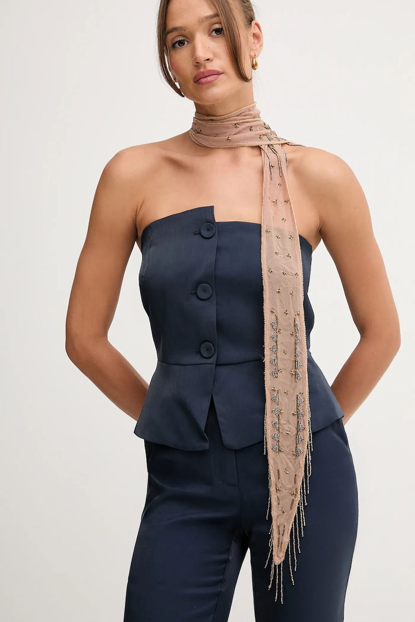 Hoss Intropia eșarfă culoarea maro, cu imprimeu, 5022307