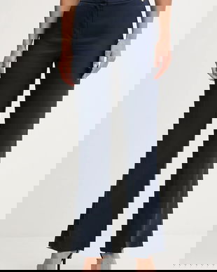 Pedro del Hierro pantaloni culoarea bleumarin, lat, high waist, 7602509