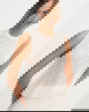 Pedro del Hierro top din bumbac culoarea bej, uni, 5502013