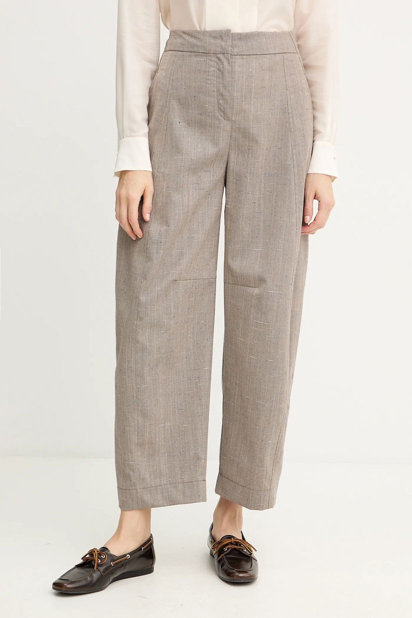 MAX&Co. pantaloni din lână culoarea bej, drept, high waist, 2526136023200