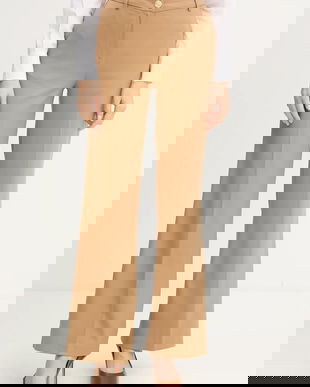 Morgan pantaloni PETAL.F culoarea bej, drept, high waist, PETAL.F