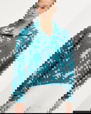 The North Face hanorac de antrenament Mountain Athletics culoarea turcoaz, cu imprimeu, NF0A8E30DQD1