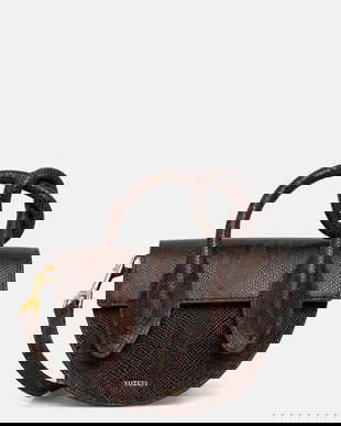 Yuzefi poșetă de piele PRETZEL culoarea maro, YUZPF25-HB-PRZ-L062