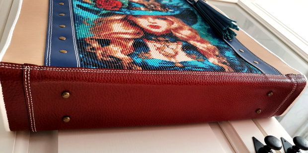 Geanta piele naturala*Tote bag*Diamond Painting*Girl in Wonderland
