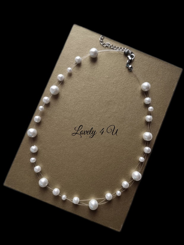 Colier cu perle plutitoare - colier handmade
