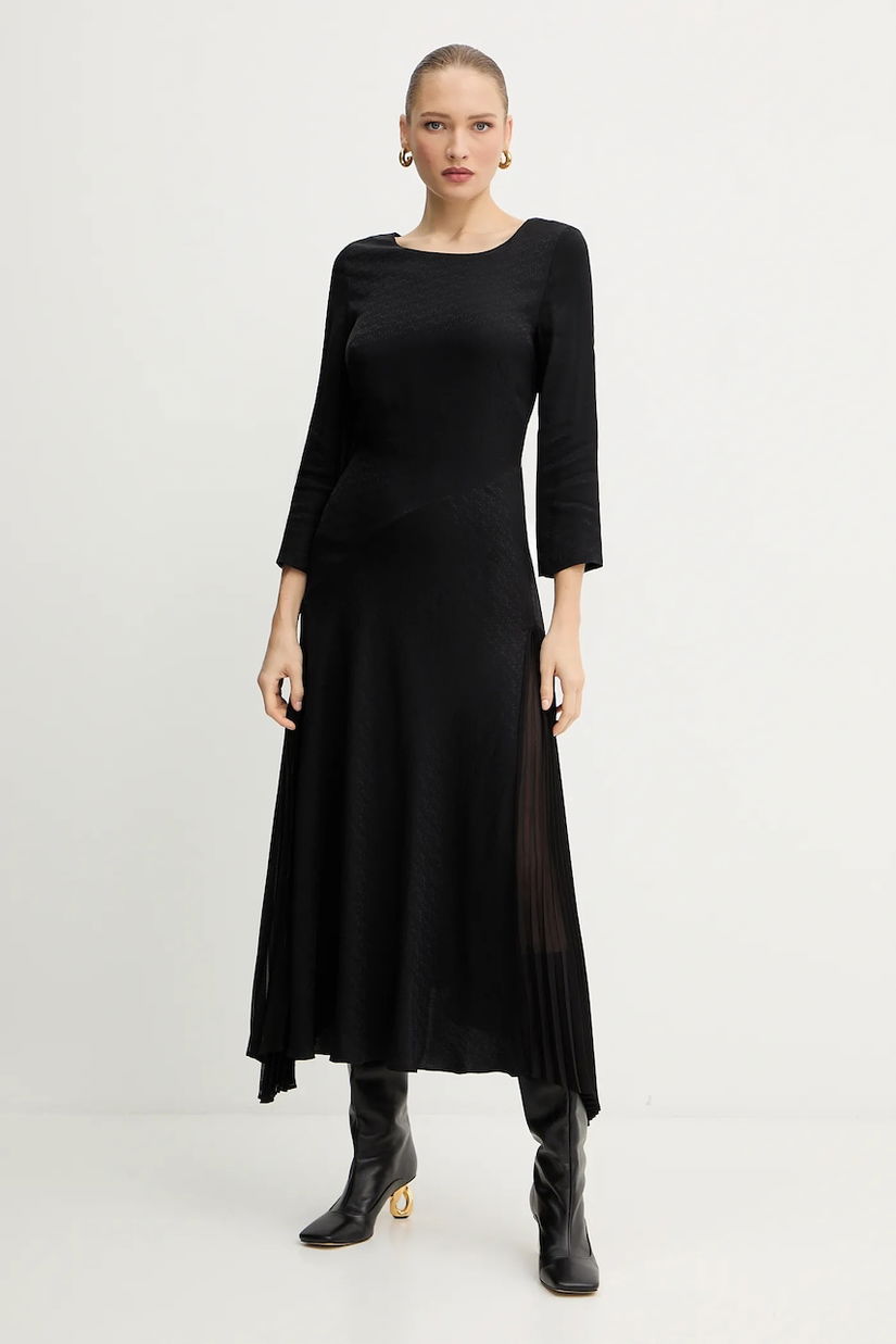 Karl Lagerfeld rochie culoarea negru, maxi, evazați, A4W13037