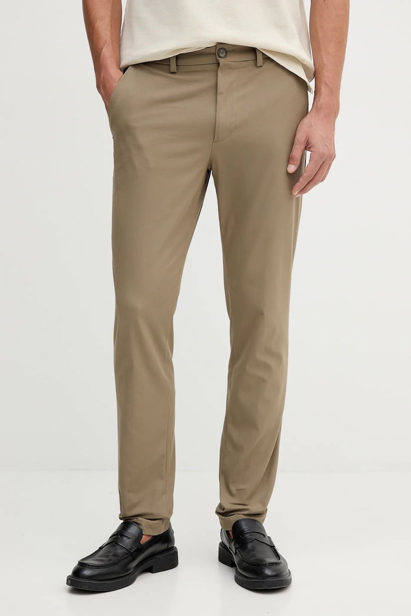 BOSS pantaloni culoarea bleumarin, cu fason chinos, 50543945