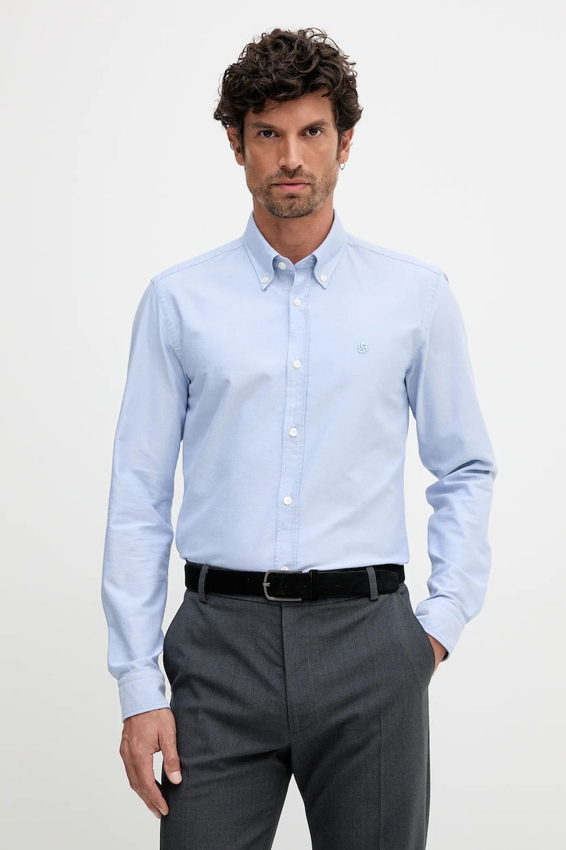 BOSS cămașă din bumbac culoarea bleumarin, slim, 50544951
