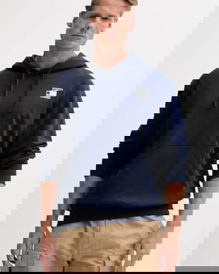 The North Face hanorac de bumbac culoarea bleumarin, cu glugă, cu imprimeu, NF0A8E3N8K21