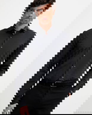 Joop! cămașă culoarea negru, cu guler italian, slim, 30048248