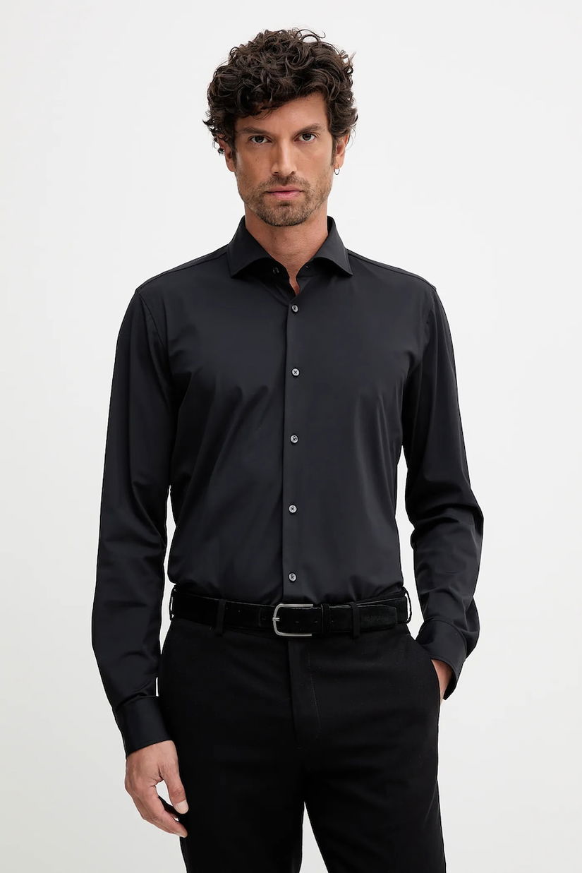 Joop! cămașă culoarea negru, cu guler italian, slim, 30048248