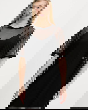 Karl Lagerfeld Jeans rochie culoarea negru, mini, drept, A4W13048