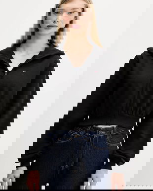 Tommy Jeans hanorac de bumbac culoarea negru, cu glugă, uni, DW0DW21590