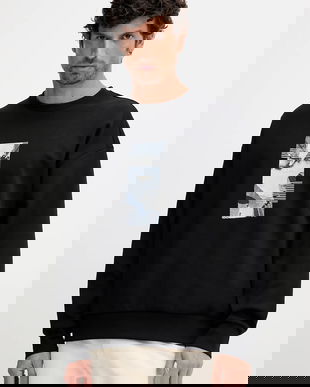 BOSS Green bluză culoarea negru, cu imprimeu, 50548324