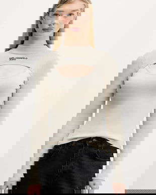 Karl Lagerfeld Jeans pulover culoarea bej, light, cu turtleneck, A4W18013