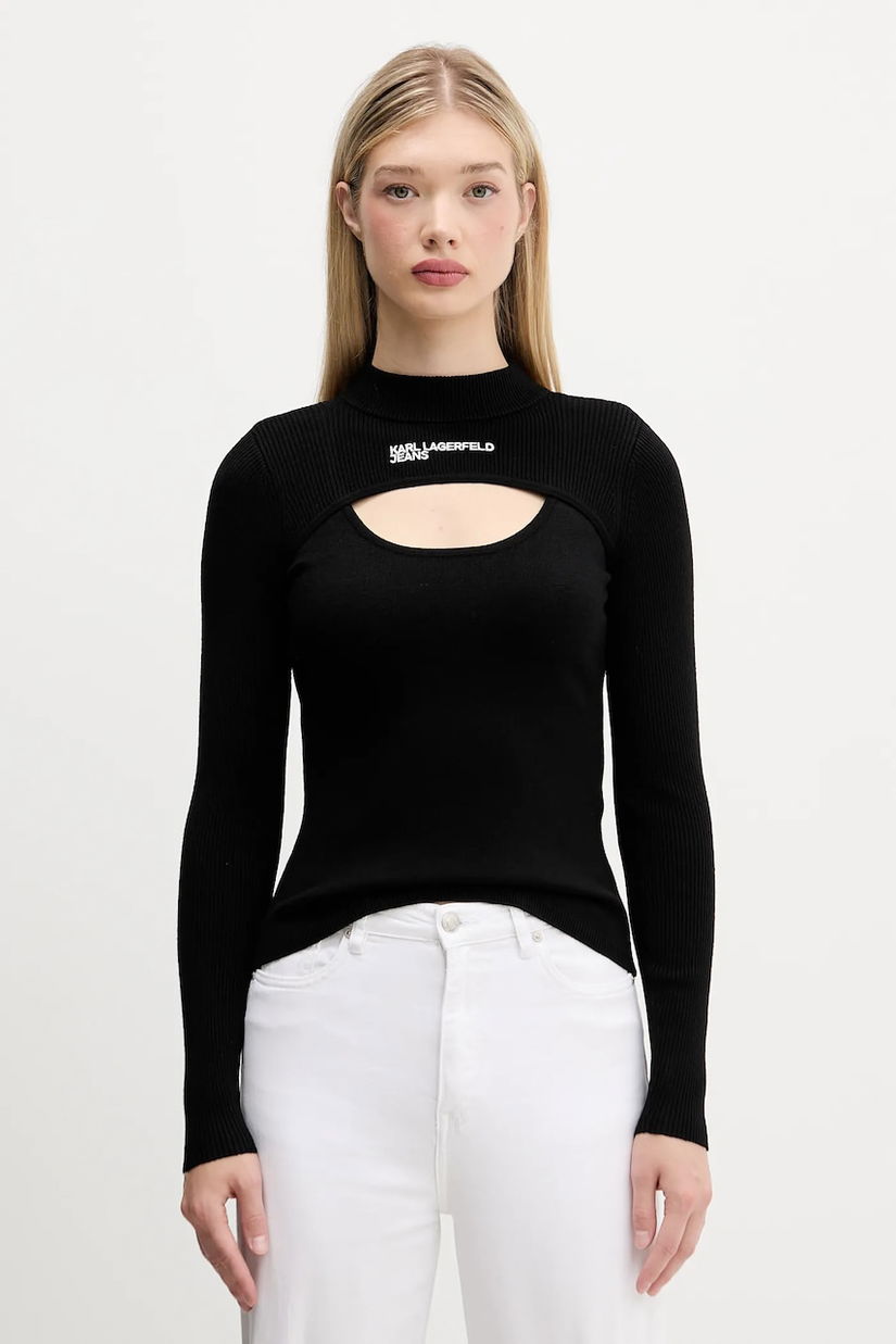 Karl Lagerfeld Jeans pulover culoarea negru, light, cu turtleneck, A4W18013