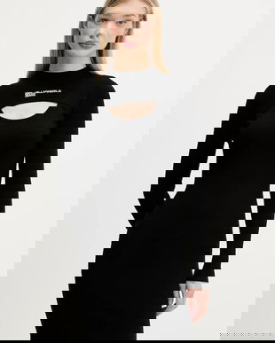 Karl Lagerfeld Jeans rochie culoarea negru, mini, mulată, A4W13010