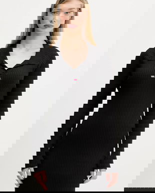 Tommy Jeans rochie culoarea negru, mini, mulată, DW0DW22183