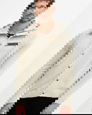 Aeronautica Militare hanorac de bumbac culoarea bej, cu glugă, cu imprimeu, MA1575UL00539