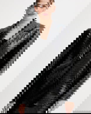 ISABELLE BLANCHE sacou culoarea negru, un singur rând de nasturi, uni, IS25FW-J029-T006