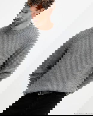 BOSS Orange pulover de lână culoarea gri, 50548674