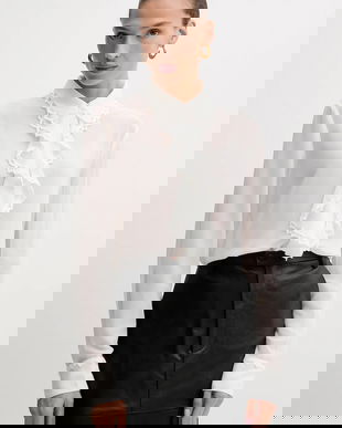 Bardot cămașă culoarea bej, cu guler clasic, relaxed, 59945TB