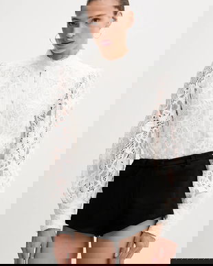 Bardot bluză culoarea alb, cu imprimeu, 59730TB3