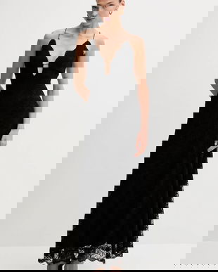 Bardot rochie culoarea negru, midi, evazați, 60060DB