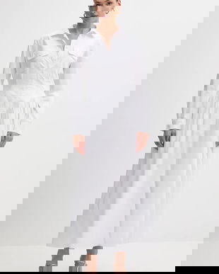 Bardot rochie din bumbac culoarea alb, maxi, evazați, 60066DB