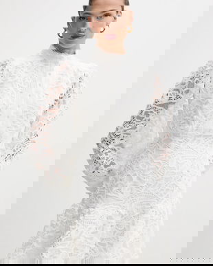 Bardot rochie culoarea alb, mini, evazați, 58421DB6