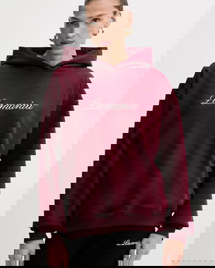 La Mania bluză culoarea bordo, cu glugă, cu imprimeu, ROCKY