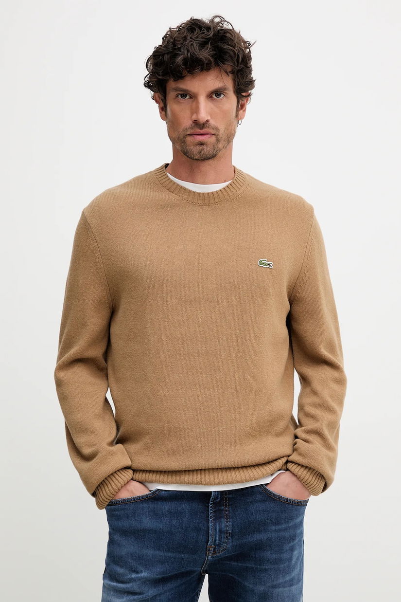 Lacoste pulover de lână culoarea maro, light, AH2916