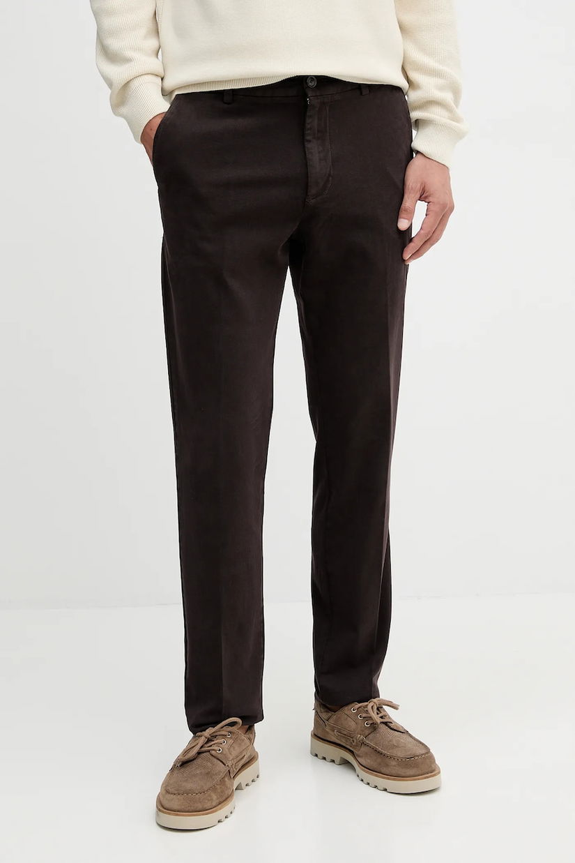 BOSS pantaloni culoarea bleumarin, cu fason chinos, 50543304