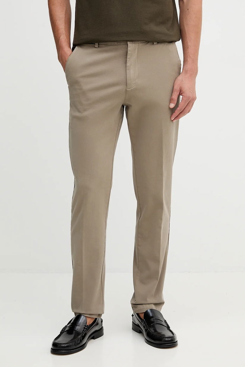 BOSS pantaloni culoarea bleumarin, cu fason chinos, 50543304