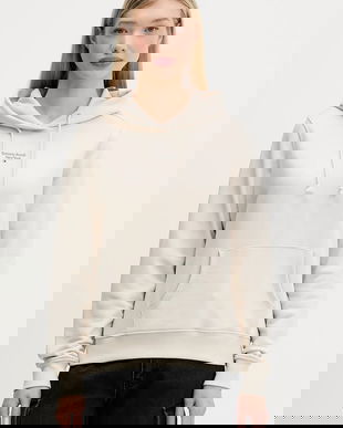 Tommy Jeans bluza femei, culoarea bej, cu glugă, neted, DW0DW19712