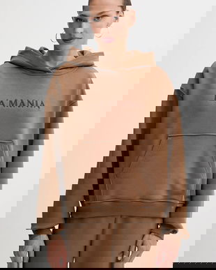 La Mania bluză BROOK culoarea gri, cu glugă, cu imprimeu, BROOK