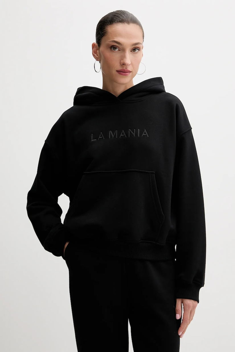 La Mania bluză BROOK culoarea gri, cu glugă, cu imprimeu, BROOK