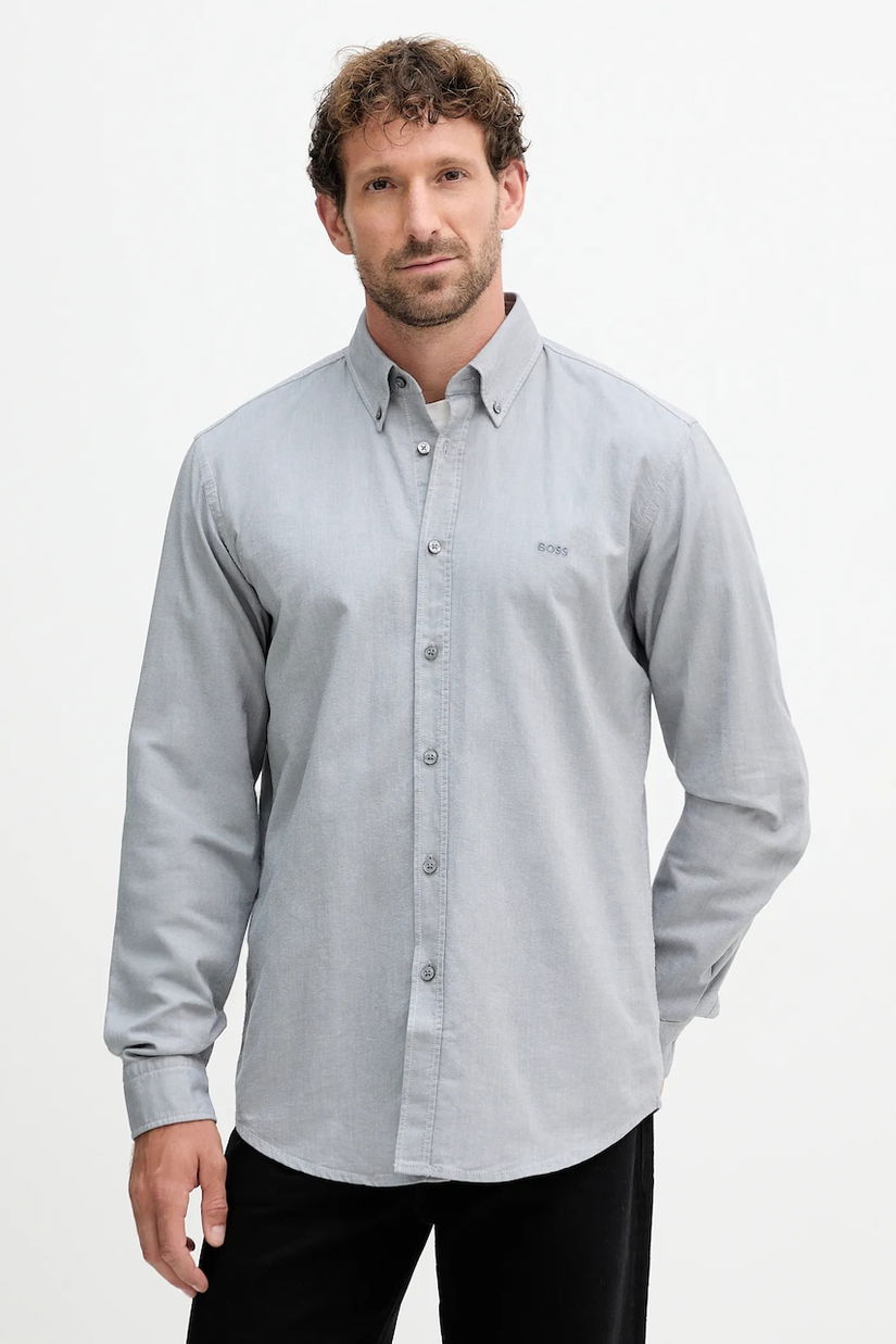 BOSS Orange cămașă din bumbac culoarea verde, cu guler button-down, regular, 50519707