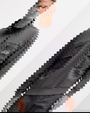 Napapijri bluză B-Tusco Hz bărbați, culoarea gri, cu imprimeu, NP0A4IC9H981