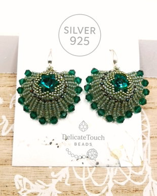 Cercei Evantai Royal look Victorian cristal verde