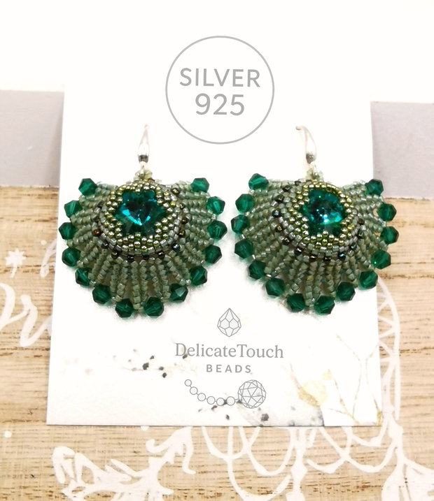 Cercei Evantai Royal look Victorian cristal verde