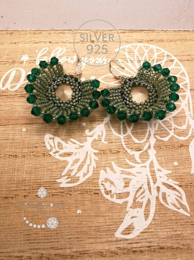Cercei Evantai Royal look Victorian cristal verde