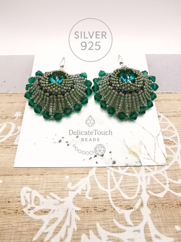 Cercei Evantai Royal look Victorian cristal verde