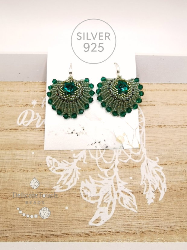 Cercei Evantai Royal look Victorian cristal verde